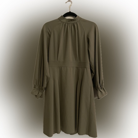 Calvin Klein Olive Green High Neck Long Sleeve Dress - Picture 1 of 6